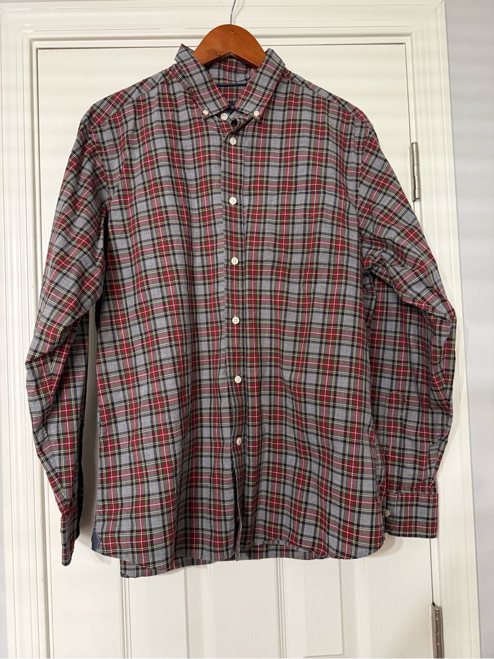 cremieux plaid men’s size large button down long sleeve shirt 100% cotton